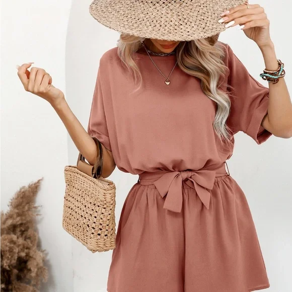 Mauve romper shorts, great to dress up or down - Picture 3 of 6